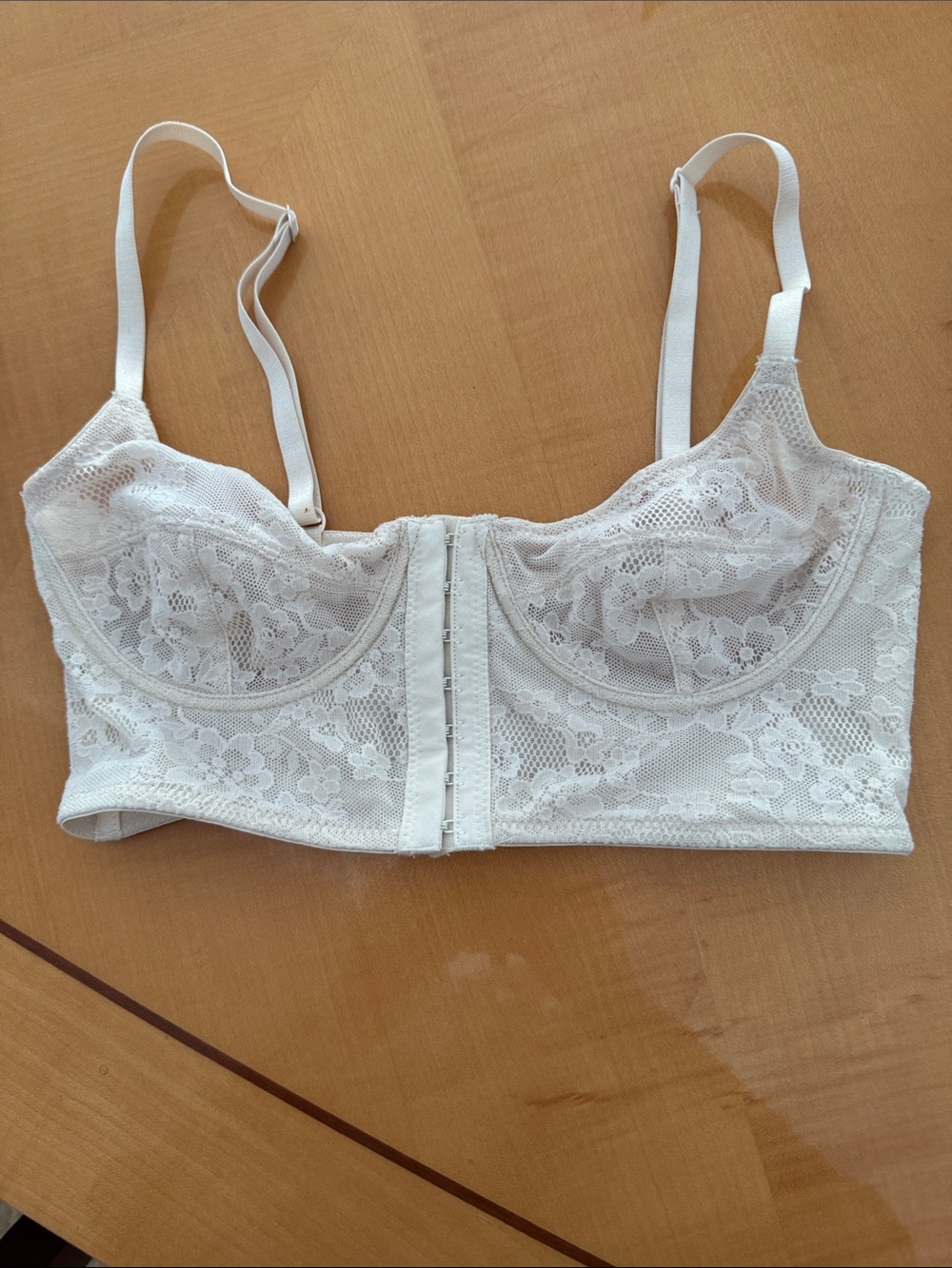 Free People White Lace Longline Underwire Bralette xs/tp